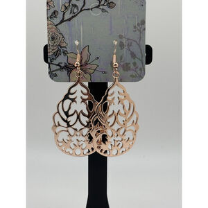 Rose Gold Filigree Teardrop Earrings- NWOT